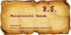 Malatinszki Bende névjegykártya